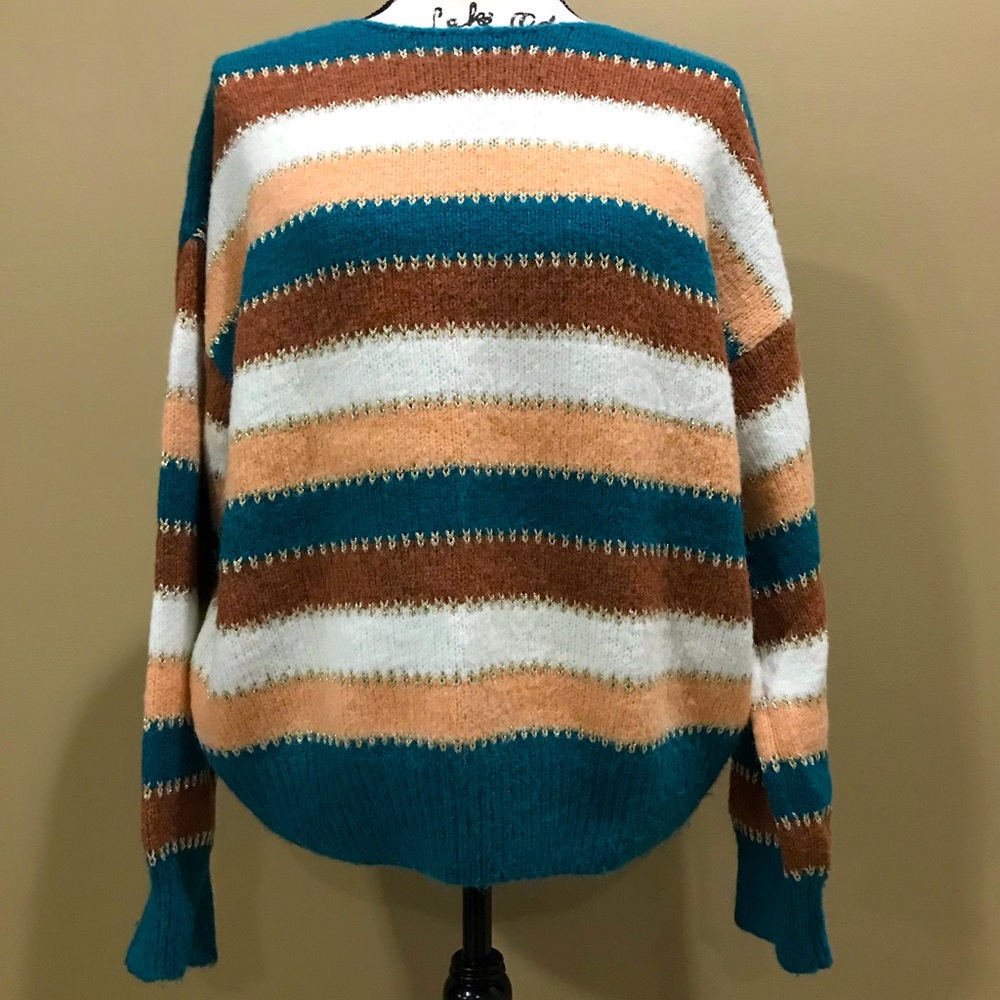 Pink Lily | Glitter Stripe Sweater EUC